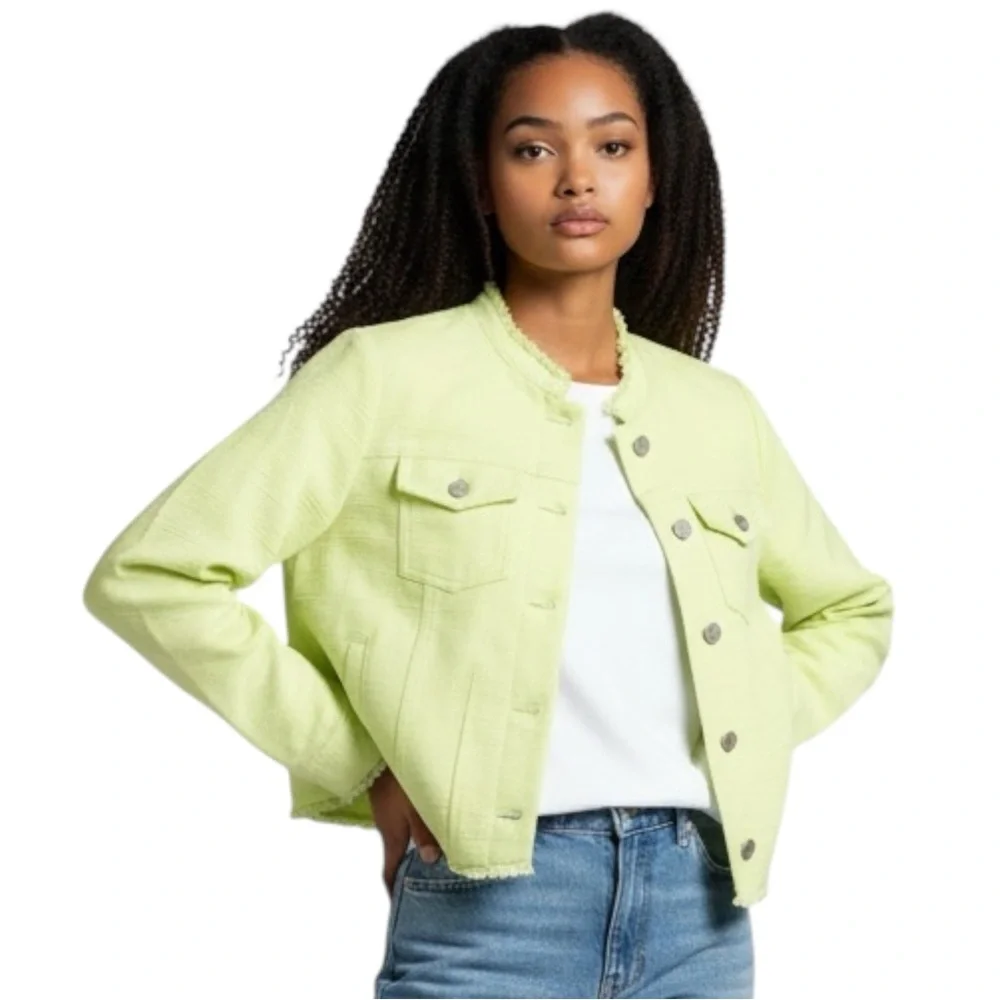 BANANA REPUBLIC BNWT Neon Citron Cropped Blazer Jacket Size 2 -- BNWT